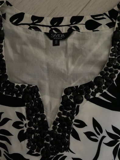 Savida Dressy Black/White Tunic Top Size 12