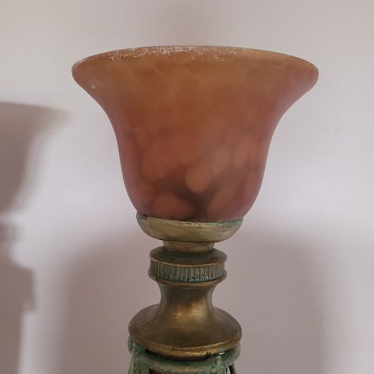 Art noveau pair of glass torchiere table lamps