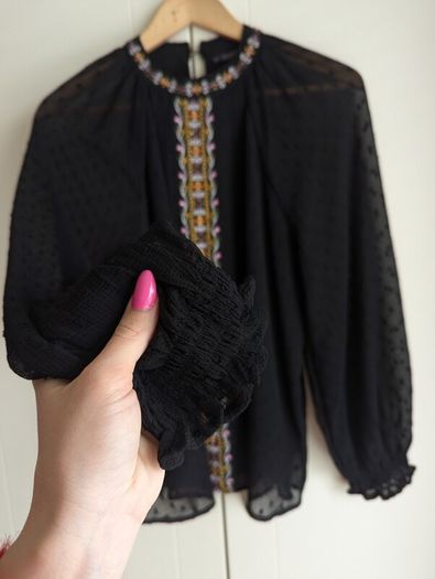 shirt , shirt Black M  , gorgeous womens Black Embroidered blouse Shirt Ladies Black elegant occasional celebrations party