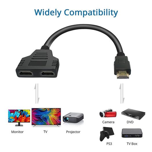 HDMI 4K@60Hz (Male) to 2xHDMI (Female) Splitter Extension Gold Plated Cable Adapter (Brand New/Warranty)