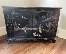 Beautiful Chinese Style Black Lacquer Cabinet , Hand-Painted Decoration