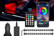 Car LED Strip Light, 48 LED Multicolor Car Atmosphere Lighting, with APP Control &amp; Lights Dance with Music, Car Cigarette Lighter Included