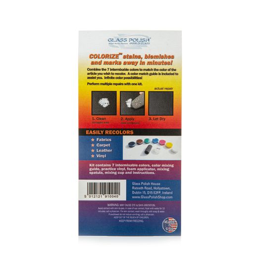 GLASS POLISH 91004 DIY Colorize Kit, Leather, Vinyl, Fabric and Carpet Dye