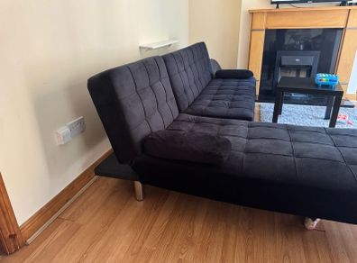 Black L shaped Sofa  Chaise
