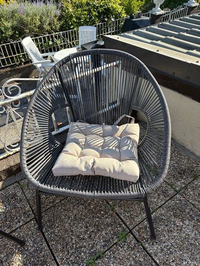 Pair of woven garden chairs