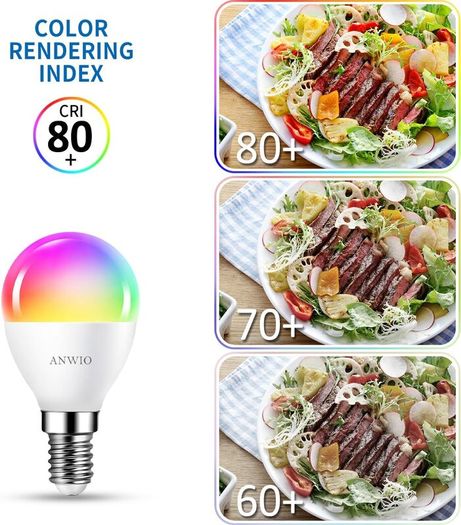 Smart Bulb E14 Alexa Light Bulbs,RGB Colour Changing Bulbs,Smart Life App Control,Bluetooth & WiFi Bulb,470LM, 5W Replace 40 Watt,Works with Alexa & Google Assistant (2 Pack)