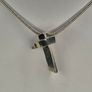 Solid Sterling Silver Snake Chain Necklace with Modernist Cross Pendant 925 Italy Image 3