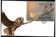 1997 Isle of Man Owls/ Hong Kong 97 Stamp Miniature Sheetlet First Day Cover (FDC)