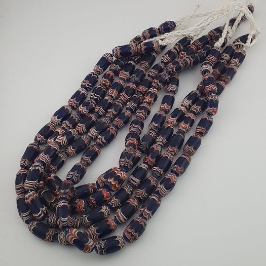 Antique Venetian Style Blue Trade Glass Beads Necklace Strands