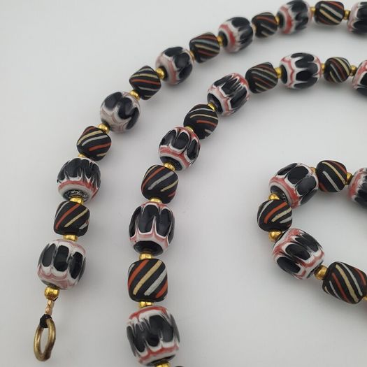 Vintage Venetian Style Strip & Trade Glass Bead Necklace