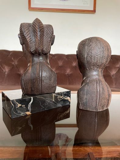 Pair of Vintage Mid Century African Art Hardwood Bust Carvings