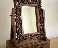 Hand-Carved Wooden Mirror