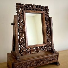 Hand-Carved Wooden Mirror