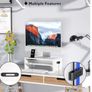 Desk Monitor Stand with Smartphone Holder, Ergonomic Laptop Stand with Cable Management for Computer, Notebook, iMac, PC, 2 Tiers Black (W420 x D235 x H142mm) White Image 2