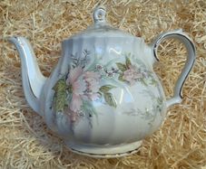 James Sadler Peach & White Flowers Porcelain Teapot