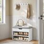 Shoe Storage Bench with Padded Seat 60cm Wooden Entryway Bench with Cushion & Hidden Storage Image 9