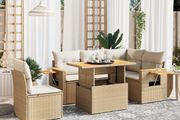 6 Piece Garden Sofa Set with Cushions Beige Poly Rattan