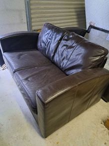 Dark brown leather 2 seater sofas x 2