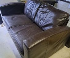 Dark brown leather 2 seater sofas x 2