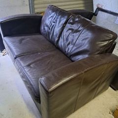 Dark brown leather 2 seater sofas x 2