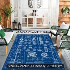 Rocket engineering map themed rug free postage