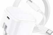 For iPhone 17 16 15 60W USB-C Charger Plug and Cable 60W C to C Fast Charging Charger Cable for iPhone 17 Pro Max 16 Pro Max 15 [Super Fast] [Foldable UK Plug] Wall Adapter [AVS DVS PD PPS] (White)