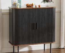 Buffet Storage Cabinet for Living Room, Kitchen Cupboard with Tambour Sliding Door, Storage Unit for Modern Home Dinning Room,Black