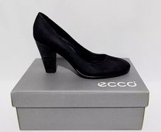 Ecco  Black Nubuck Leather Court Shoes Eu 40 / Uk 7.0 Womens High Heels