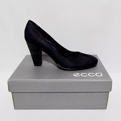 Ecco  Black Nubuck Leather Court Shoes Eu 40 / Uk 7.0 Womens High Heels