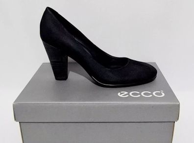 Ecco  Black Nubuck Leather Court Shoes Eu 40 / Uk 7.0 Womens High Heels