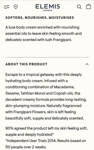 New Elemis Body Cream