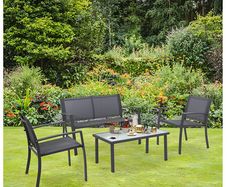 4-piece Garden furniture sets for indoor and outdoor use Garden lounge with tea table, sofa and chairs  Black