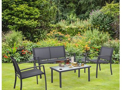 4-piece Garden furniture sets for indoor and outdoor use Garden lounge with tea table, sofa and chairs  Black