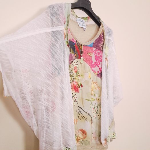 Elisa Cavaletti Multicolor Luxury Italian Floral Cardigan Top Set Size XL
