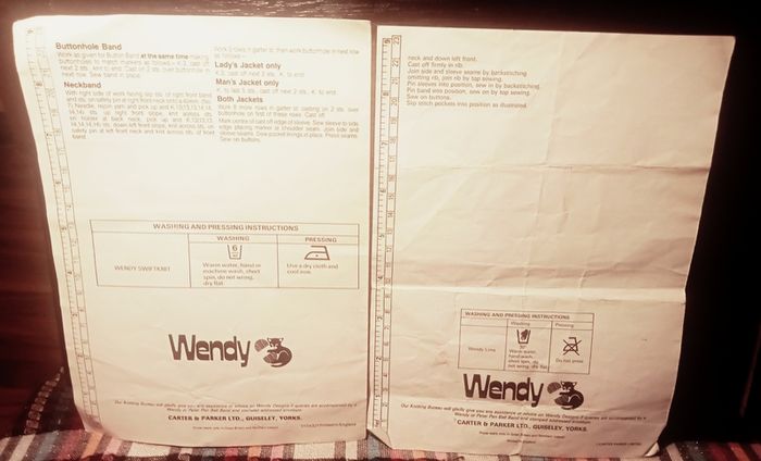 Vintage Wendy Knitting Patterns. X2.