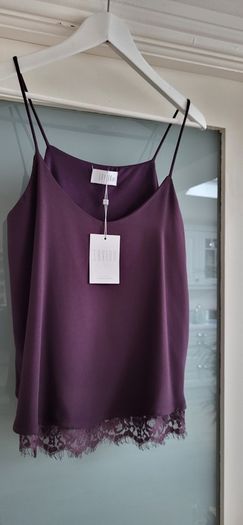 SAVIDA burgundy lace detail cami Sz 12 UK - Bnwt Rrp 30