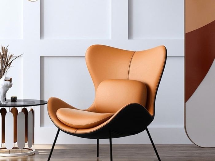 Leather Upholstered Wingback Accent Chair With Pillows