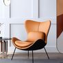 Leather Upholstered Wingback Accent Chair With Pillows Image 2