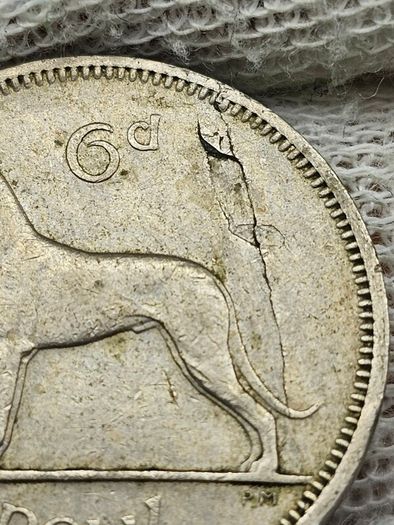 Ireland 1962 6d Sixpence Mint Error Defective Planchet