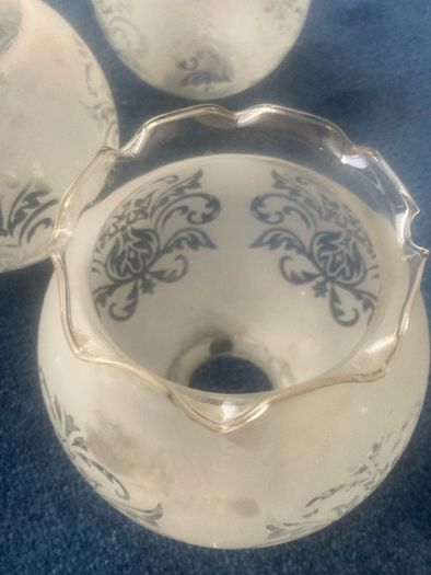 Vintage 50's/60's Set of 5 Opaque Glass Shades with Motif Design.