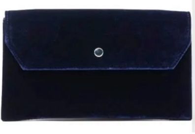 LK Bennett Dora navy velvet clutch bag