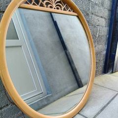 Large Round Mid Century Mirror