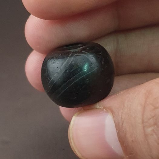Vintage Natural Pattern Suliemani Tire Shape Agate Bead Amulet