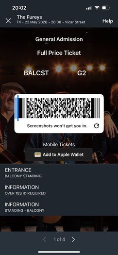 2 Tickets to the Fureys Fri 22/05