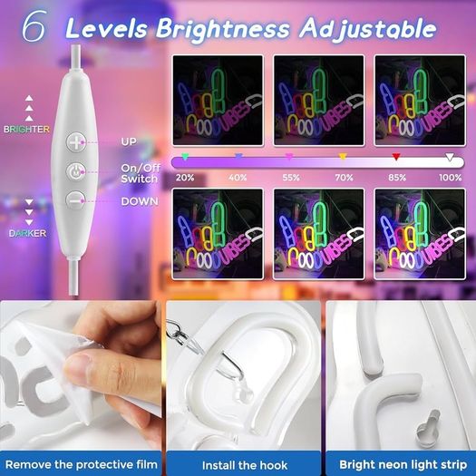 Good Vibes Neon Sign, Dimmable Gesture Neon Signs With Switch, Colorful USB Powered LED Light Up Signs for Wall Decor, Game Room, Bedroom, Party Club Decor