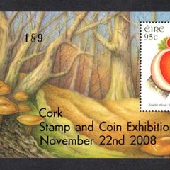 2008 Cork Stamp and Coin Exhibition 22nd November 2008 Exhibition Miniature Sheet on  Fauna and Flora Fungi Commemorative Stamp Miniature Sheet Mint Never Hinged (MNH) No 110