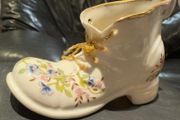 Cre Irish Porcelain Boot Flowers Vines Delicate. Irish Porcelain
