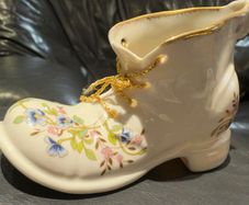 Cre Irish Porcelain Boot Flowers Vines Delicate. Irish Porcelain