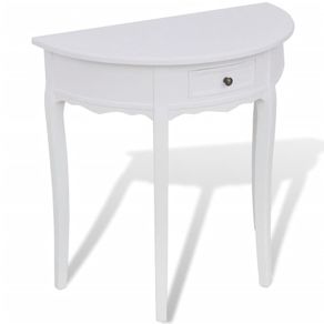 Console Table with Drawer Half-round White