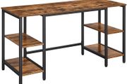 Desk Computer Desk Office Table with 4 Shelves Large Table Top Study Home Office Industrial Design Vintage Brown-Black